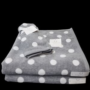4pc Alfred Sung polka-dot Bath & Tip Towel Set Gray White New